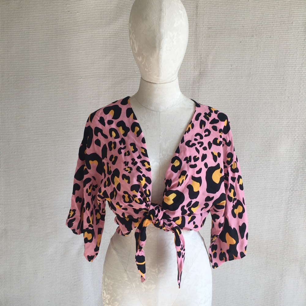 Topshop Animal Print Kimono Blouse Shirt Jacket - Picture 6 of 8